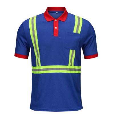 China Custom Print Logo Anti-Shrink Work Wear High Visibility Quick-Dry Safety Shorts Sleeve Shirt Strength Reflective Polo Shirts for sale