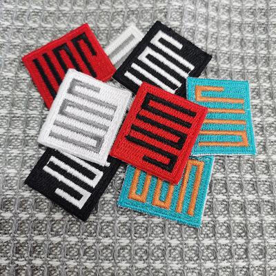 China Viable Trendy Brand Square Iron On Patches Bulk Custom Your Logo Embroidery Patches for sale