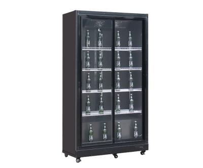 China Commercial Single-temperature Supermarket Display Cabinet 2 Door Beverage Beer Bottle Refrigerator Glass Air Chilled Cooled Upright Fridge for sale