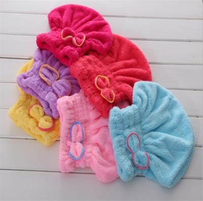 China China Supplier Compressed Color Customized Fleece Turbine Twist Hair Weave Salon Wrap Dry Coral Towel Hat for sale