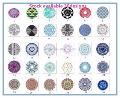 China Tablet Stocked 30 Designs Round Towel Beach Microfiber Material Custom Printed Designs for sale