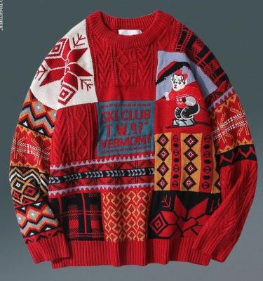 China unisex Christmas sweater Anti-wrinkle sweater loose jacquard print design fashion casual ugly Christmas sweater pullovers for sale