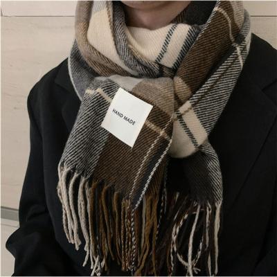 China New retro long fringed scarf shawl cashmere plaid long autumn winter women 2022 Korean wholesale scarf for sale