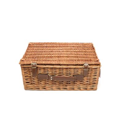 China Wholesale Cute Rectangle Gift Picnic Basket Picnic Willow Basket Europe Willow Wicker Boxes For Storage Picnic Tableware for sale