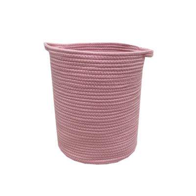 China Sustainable Handmade Fashion Coil Nursery Decorative Cotton Rope Storage Weaving Basket for sale