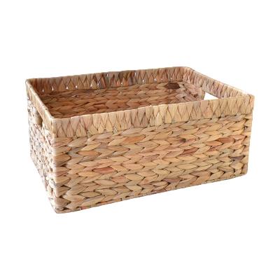 China Sustainable Hand - Woven Square Pound Water Hyacinth Fruit / Storage Snack Basket for sale