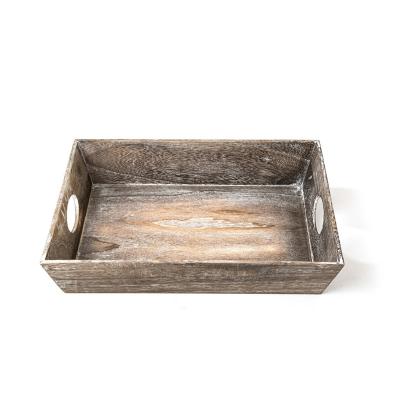 China Sustainable Wholesales Antique Brown Tray Wood Use For Christmas Gift Wrapping for sale