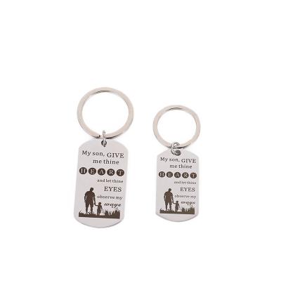 China Dad Son Gift Metal Key Chain Durable Personalized Custom Engraved Stainless Steel Keychain for sale