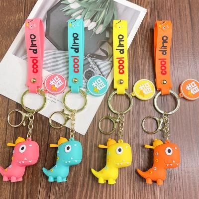 China High Quality Cute Dinosaur Eco-friendly 3D Silicone PVC Keychains Kawaii Metal Key Rings Cartoon for sale