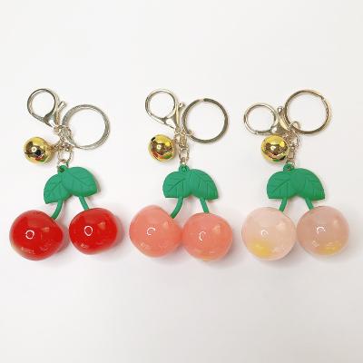 China Key Chain Kawaii Cute Cherry Keychains Eco-friendly Metal Fruit Cartoon Acrylic Pendant for sale