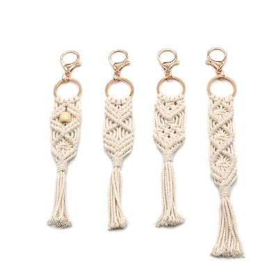 China Durable Handmade Car Girls Cotton Hollow Braided Rope Boho Fringe Key Chain Key Chain for sale