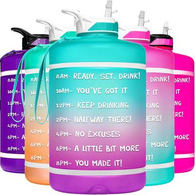 China BPA Free Viable Leakproof Non-Toxic, Botella de Agua Tritan 1 Gallon Fitness Water Bottle with Time Marker Motivational Sports for sale