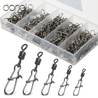 China New Arrival High Strength 100pcs/200pcs Set Fishing Swivel Connector Kit Ball Bearing Fish Hook Lure Tackle Kit Swivel Connector Hooked Snaps for sale