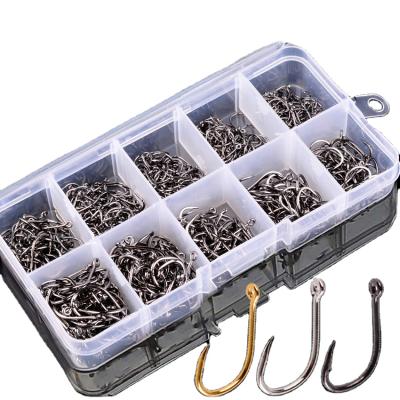 China Hot Sale Products 100pcs Sharp Fishhooks Set Carbon Steel Hoop Fishhook Fly Fishing Jip Barbed Carp Hooks Sea Single Acce Tackle for sale