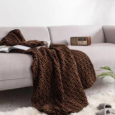 China Two Sizes PORTABLE F Word Brand Throw Soft Warm Sofa Bed Knitted Blanket for sale