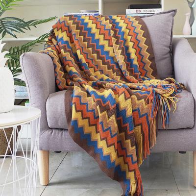 China PORTABLE sofa blanket travel blanket plane boho knitted blankets with tassel throw blanket for sofa for sale