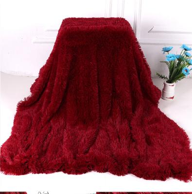 China PORTABLE Luxury Double Sided Velvet Solid Color Fleece Soft Plush PV Throw Blanket for sale