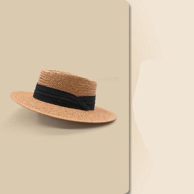 China Wholesale image hot sale lady straw hat flat surface straw beach hat summer sun panama hat for sale