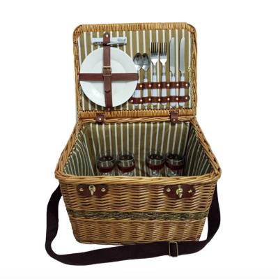 China Outdoor Square Rattan Woven Picnic Storage Stocked Basket Customized By Sale for sale