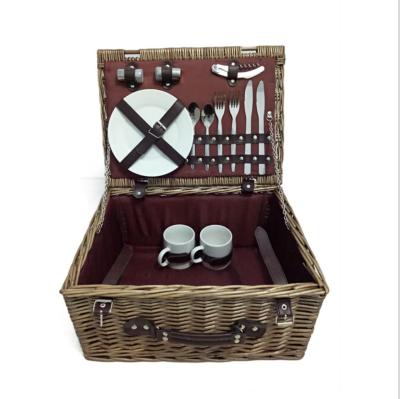 China New Style Stocked Customized Outdoor Square Rattan Woven Picnic Storage Basket for sale