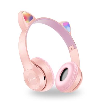 China 2021 New Product Ideas Earphone Fashion Handsfree Wireless Headphones P47M Cat Ear BT Headsets OEM Customization for sale