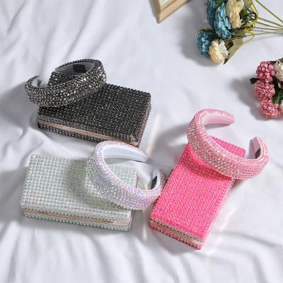 China Korean wholesale fashionable evening clutches ladies matching slippers and rhinestones set handbag and bag purse fashionables shoes for sale