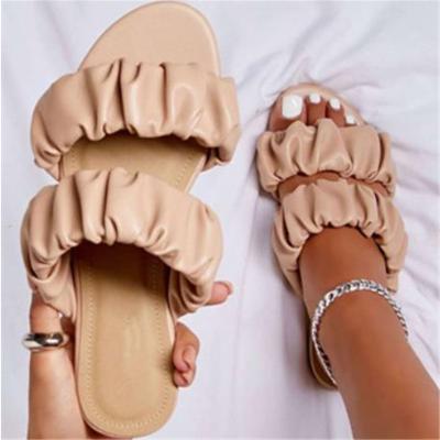 China European and American fashion trend 2021 hot sale slippers summer fold slide sandal slippers ladies flat elegant sandals for women for sale