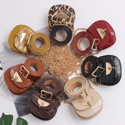 China New Design Crocodile Pattern Belt Ladies Chain Sling Female Cute Bags Multifunctional Size Small Bags For Women PU Leopard Leather Pussy Pack for sale