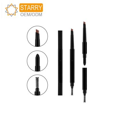 China Low MOQ Waterproof Permanent Eyebrow Pen 3 in 1 Private Label Triangle Waterproof Eyebrow Pencil for Cosmetic Makeup for sale