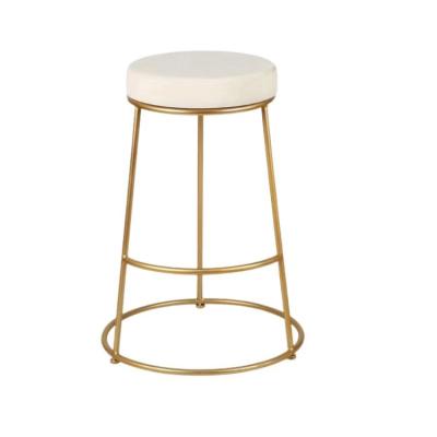 China Removable Cover Modern Decorative Customized Golden Finishing Metal Bar Stool Velvet Seat for sale