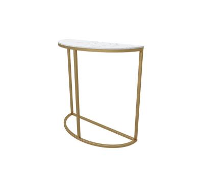 China Multifunctional Gold Metal Frame Modern Marble Top Half Round Console Table for Entryway for sale