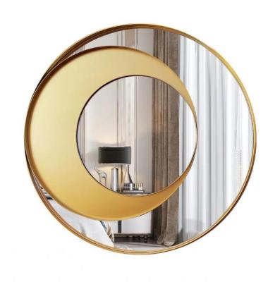 China Modern Modern Light Luxury Decorative 3D Moon Design Metal Wall Hanging Mirror for sale