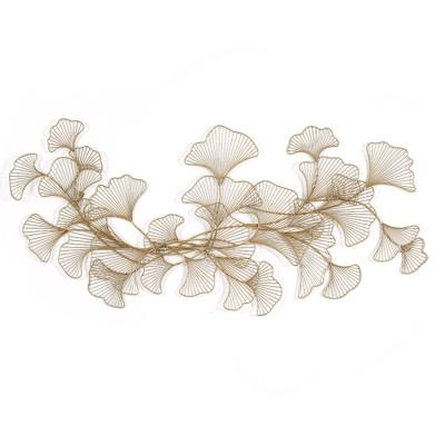 China Modern Modern Minimalist Golden Large Ginkgo Leaves 3d Metal Wall Art Decor for sale