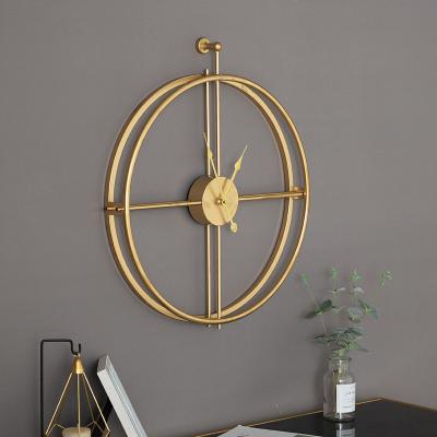 China Modern Modern Simple Design Home Decor Round Shape Gold Metal 3D Wall Clock for sale