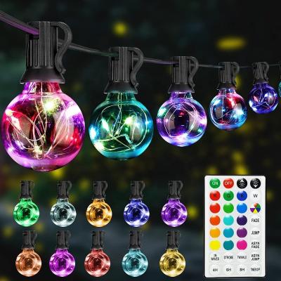 China Festival decoration remote control 18 color change G40 outdoor waterproof ip65 RGB led holiday bulb string light for sale