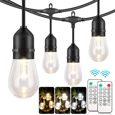 China Color Changing 3 Colors S14 Dimmable LED String Lights with 2 Outdoor, Waterproof LED Edison Bulb Commercial Grade for Patio Cafe Bistros 48ft for sale