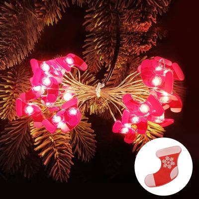 China Fairy Christmas Decoration String Lights Copper Wire Gift Box Christmas LED Battery Lights Christmas Stocking Lights Maker for sale