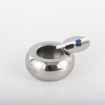 China Modern Stainless Steel Table Top Windproof Ashtray With Lid Home Decoration Ash Holder Cigarette Ashtray for sale