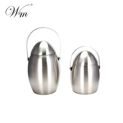 China Sustainable Stainless Steel 1.5L/1.0L Double Wall Egg Shape Beer Ice Bucket Wine Fridge for sale