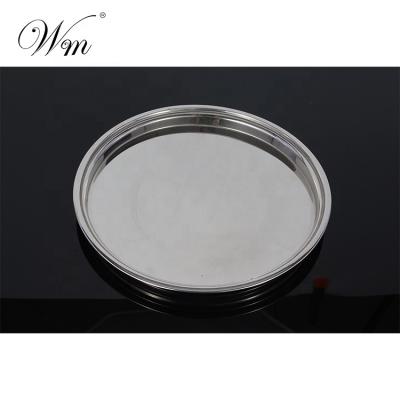 China Luxury Morden 18/8 Stainless Steel Round Bar Serving Tray Hotel Restaurant Serving Plate for sale