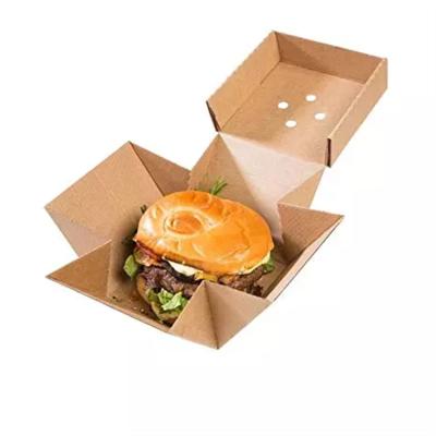 China Factory Price Disposable Take Away Hamburger Craft Paper Boxes Fast Food Packaging Boxes for sale