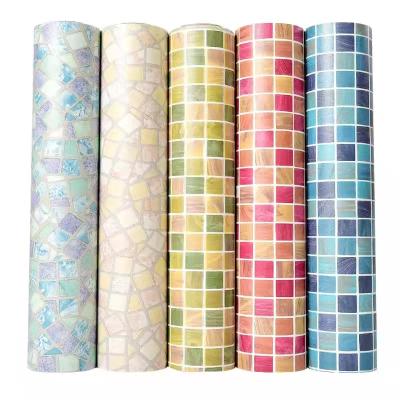 China Eco-friendly PVC Self-adhesive Wallpapers With Flower Cartoon Simple Color Grain Marble Cement Instant Metallic Wood Brick Patterns for sale