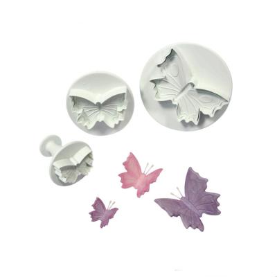 China Disposable 3 Pcs Set Butterfly Shaped Fondant Plunger Cutter for sale