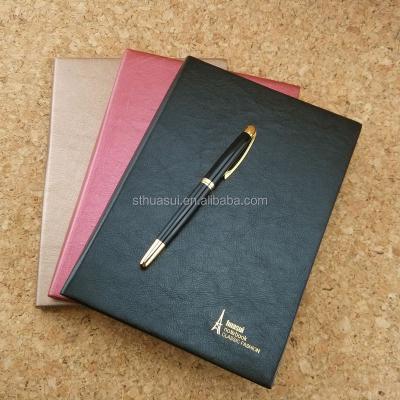 China Easy Enrolling Gold Stamp Logo Leather Planner for sale