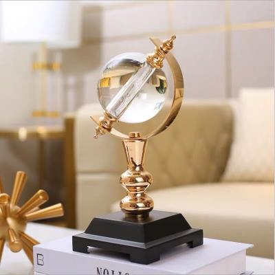 China Natural Touch Crystal Globe With Gold Metal Stand Wedding Decoration for sale