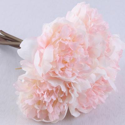 China Real Natural Touch Peonies Bulk Pink Peony Plant Wedding Decoration Artificial Flowers 30cm Rose Silk Peony Pink Artificial Flowers for sale