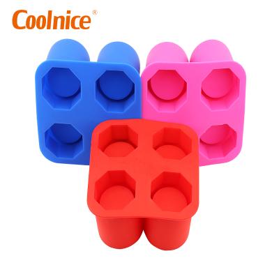 China Sustainable 4 Cavity Eco-Friend Personalized Custom Silicone Large Ice Cube Tray for sale