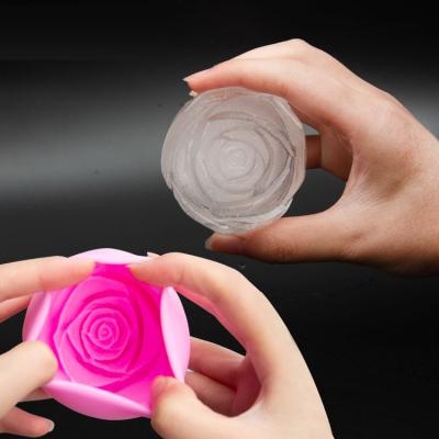 China High Quality Viable Diy Rose Shaped Reusable Frozen Tray Silicone Ice Cube Mold for sale