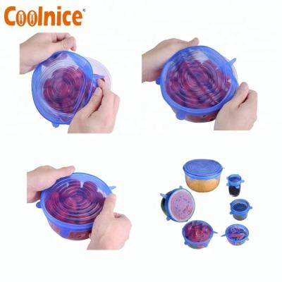 China 6Pcs Sustainable Set BPA Free Silicon Plastic Reusable Food And Cool Bowl Cover Seal Covers for sale