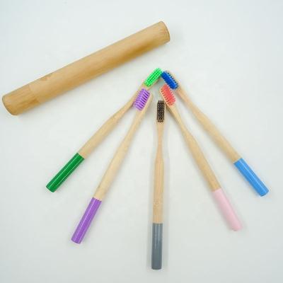 China Custom foldable multi color moso color round shape home use wooden toothbrush bamboo for sale